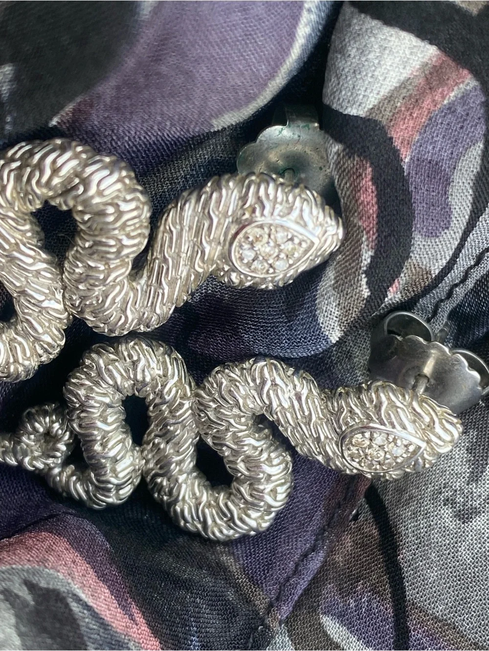 John Hardy Silver 925 diamond Snake Naga earrings